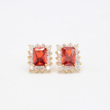 Arete de Oro 14k Zirconia Color Rojo Maple mod. 11105