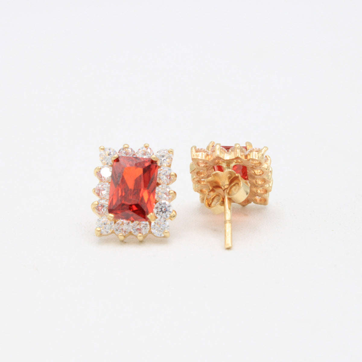 Arete de Oro 14k Zirconia Color Rojo Maple mod. 11105