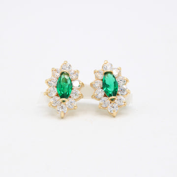 Arete de Oro 14k con Zirconia Principal de Gota Color Verde mod. 11106