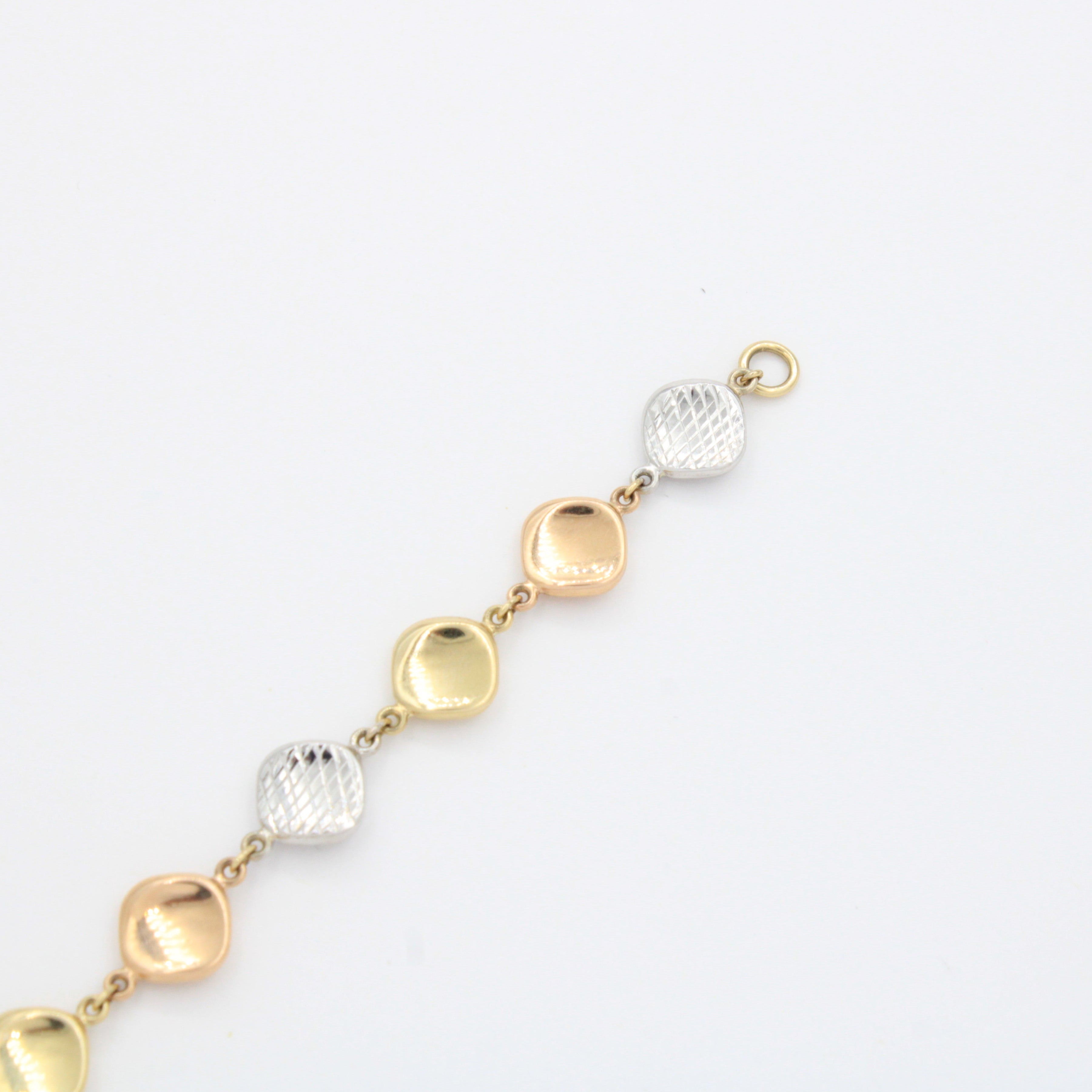 Pulsera de Oro 14k Eslabones Diamantados Huecos de Estilo Elegante mod. 10741