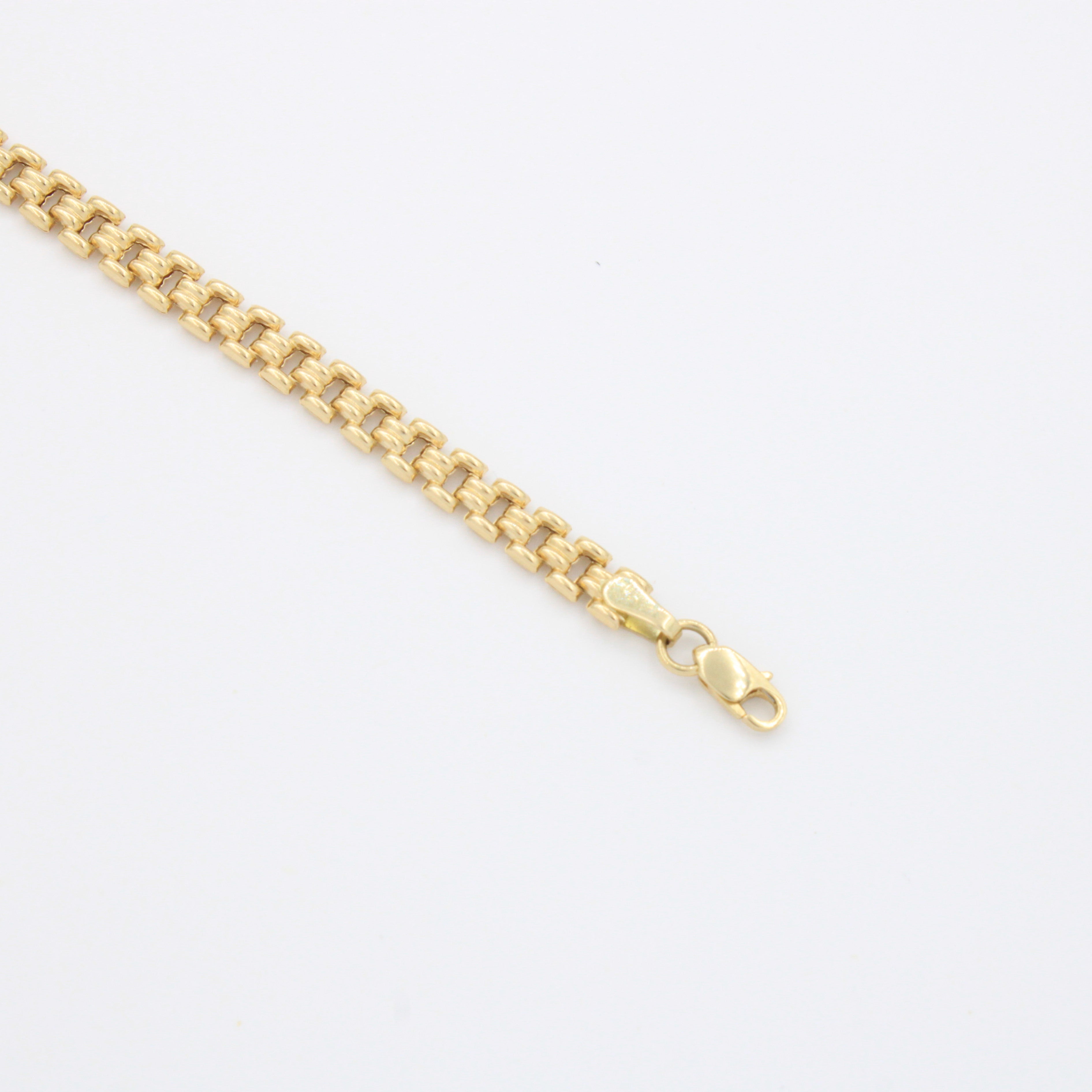 Pulsera de Oro 14k Tejido Fino y Brillante Estilo Elegante mod. 10742