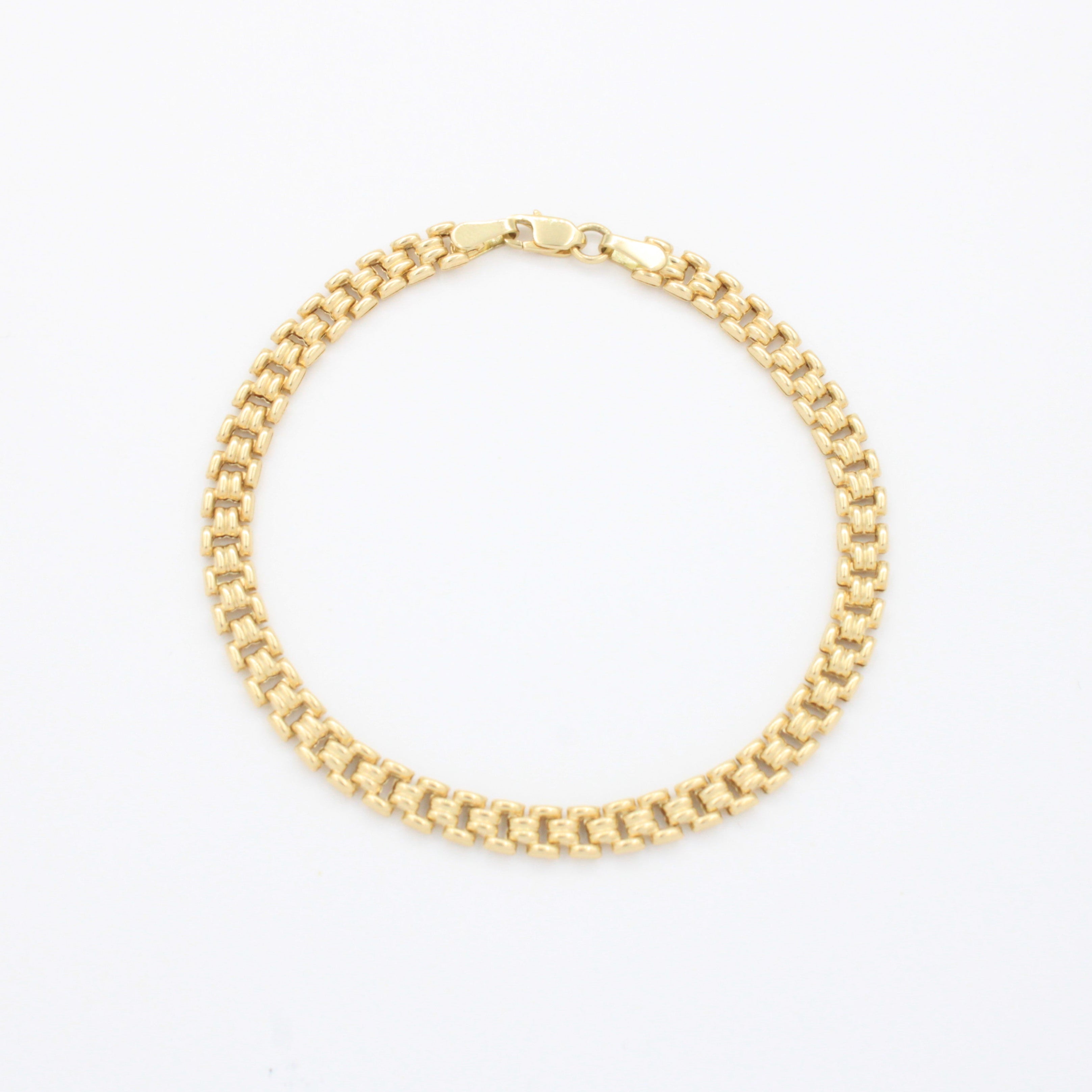 Pulsera de Oro 14k Tejido Fino y Brillante Estilo Elegante mod. 10742