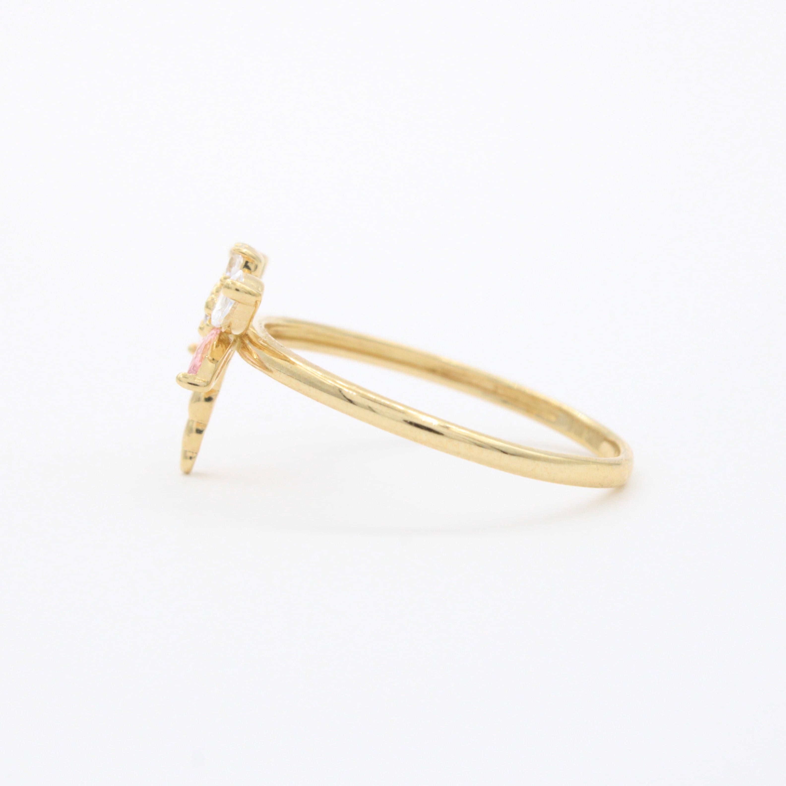 Anillo de Oro 14k Diseño de Libélula con Zirconias Detallada ca con Tonos Rosas mod. 10743