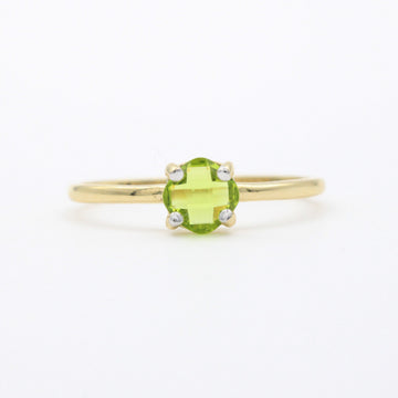 Anillo de Oro 14k de Diseño Fino con Zirconia Facetada Redonda de Tono Verde mod. 10747