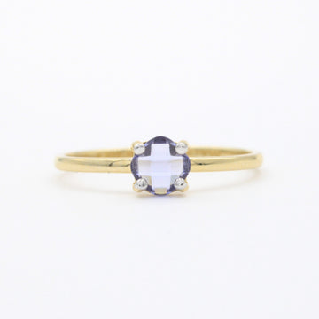 Anillo de Oro 14k de Diseño Fino con Zirconia Facetada Redonda de Tono Lila mod. 10748