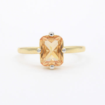 Anillo de Oro 14k con Zirconia Anaranjada de Corte Especial en Diseño Elegante mod. 10751