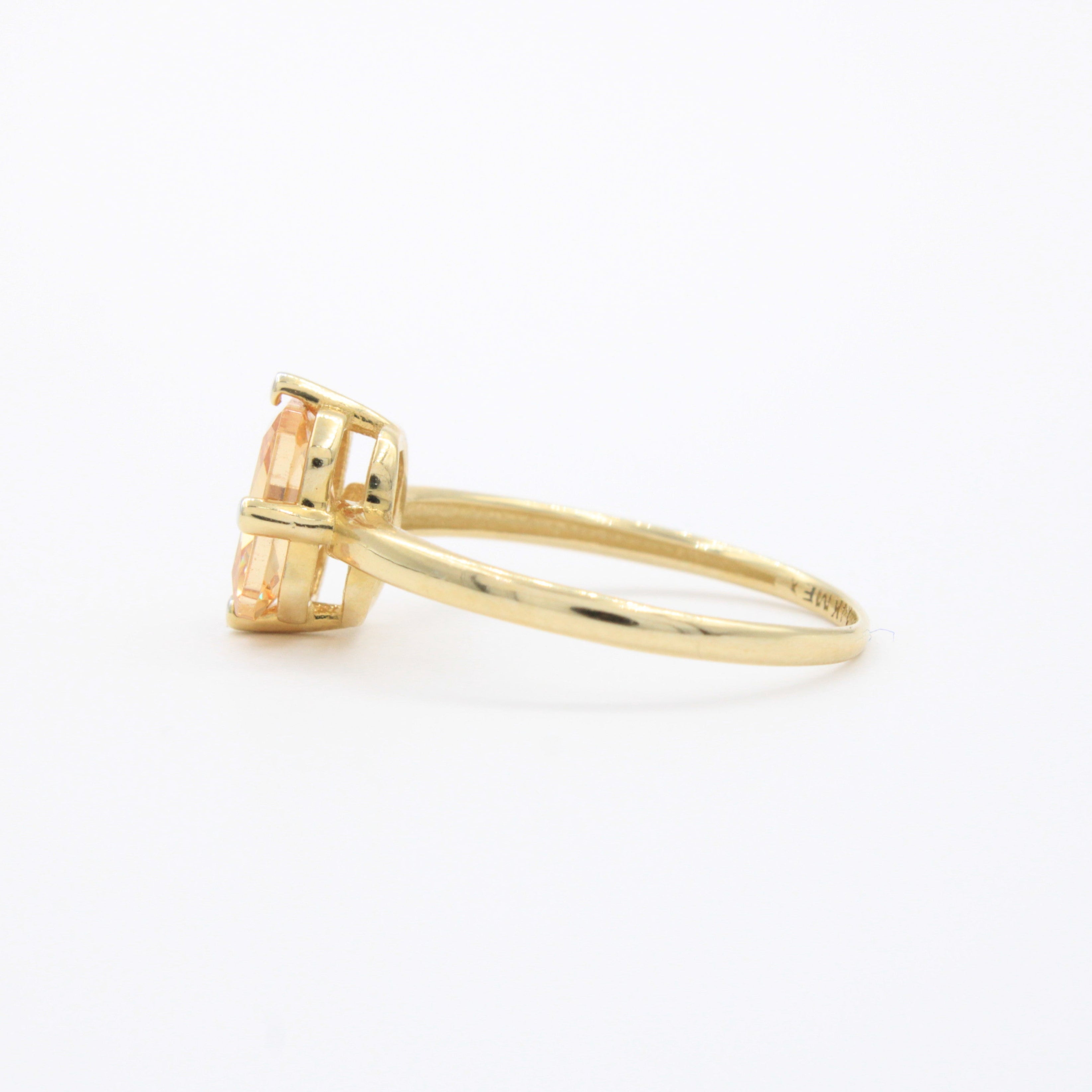 Anillo de Oro 14k con Zirconia Anaranjada de Corte Especial en Diseño Elegante mod. 10751