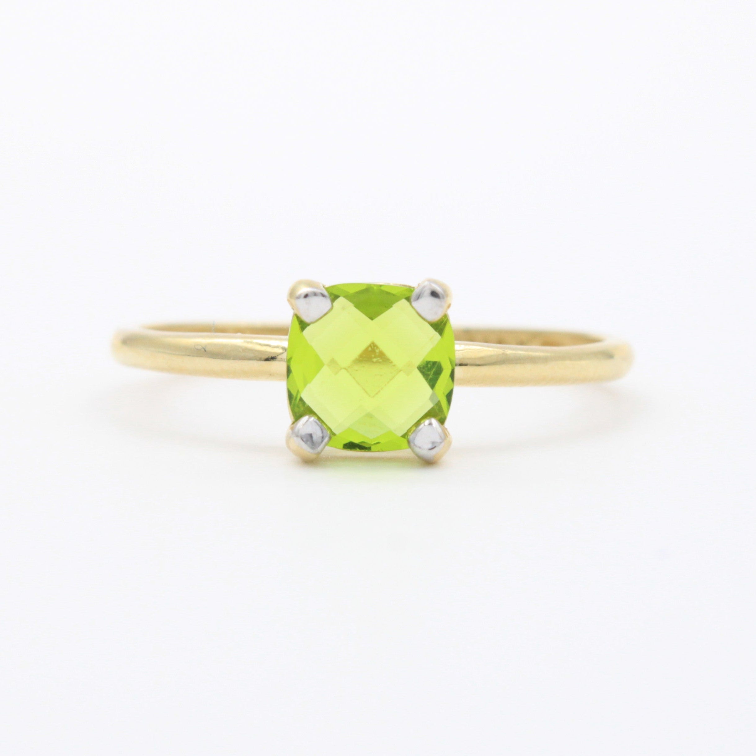 Anillo de Oro 14k con Zirconia Especial de Tono Verde con Diseño Facetado mod. 10759