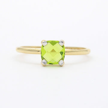 Anillo de Oro 14k con Zirconia Especial de Tono Verde con Diseño Facetado mod. 10759