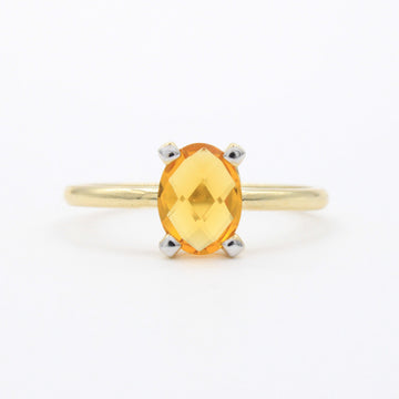 Anillo de Oro 14k Diseño Especial con Zirconia Oval Facetada de Tono Anaranjado mod. 10761