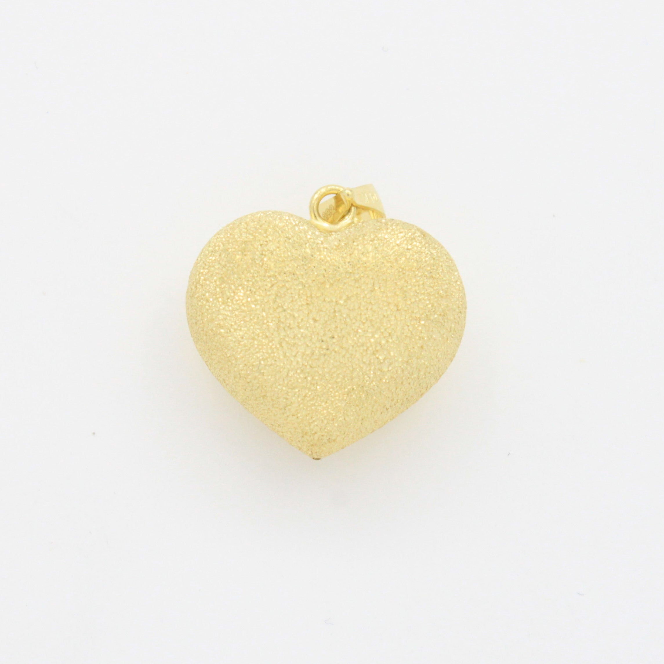 Dije de Oro 14k Corazón Doble Vista Escarchada y Diamantada de Diseño Hueco mod. 10811