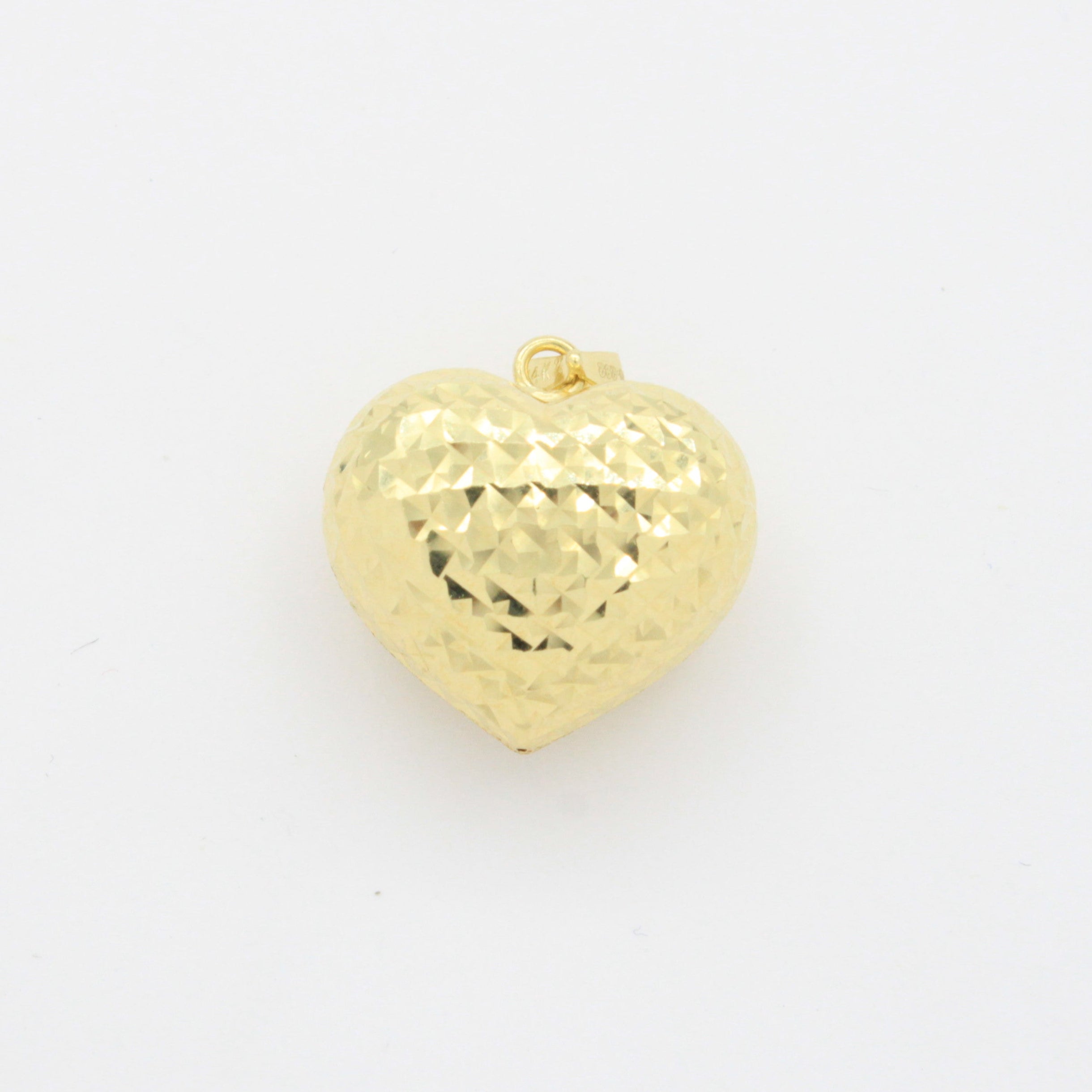 Dije de Oro 14k Corazón Doble Vista Escarchada y Diamantada de Diseño Hueco mod. 10811