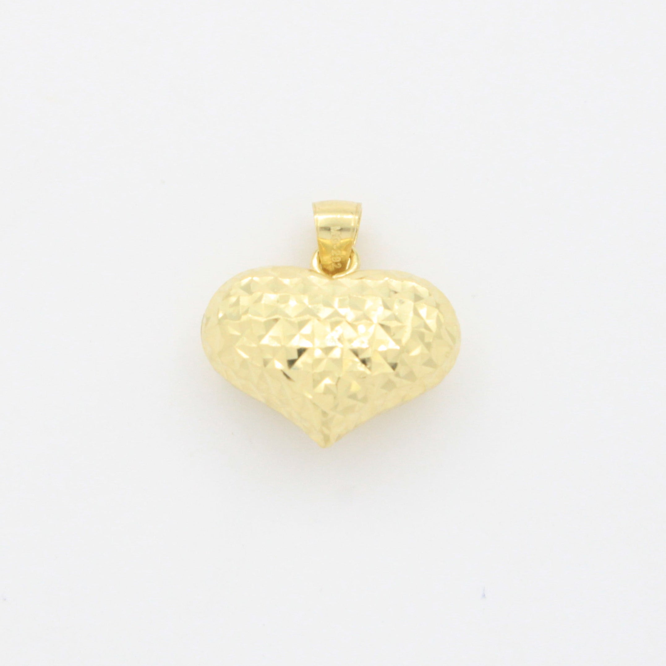Dije de Oro 14k Corazón Inflado Estilo Ancho e Inflado Hueco con Diamantado Brillante mod. 10806
