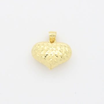 Dije de Oro 14k Corazón Inflado Estilo Ancho e Inflado Hueco con Diamantado Brillante mod. 10806