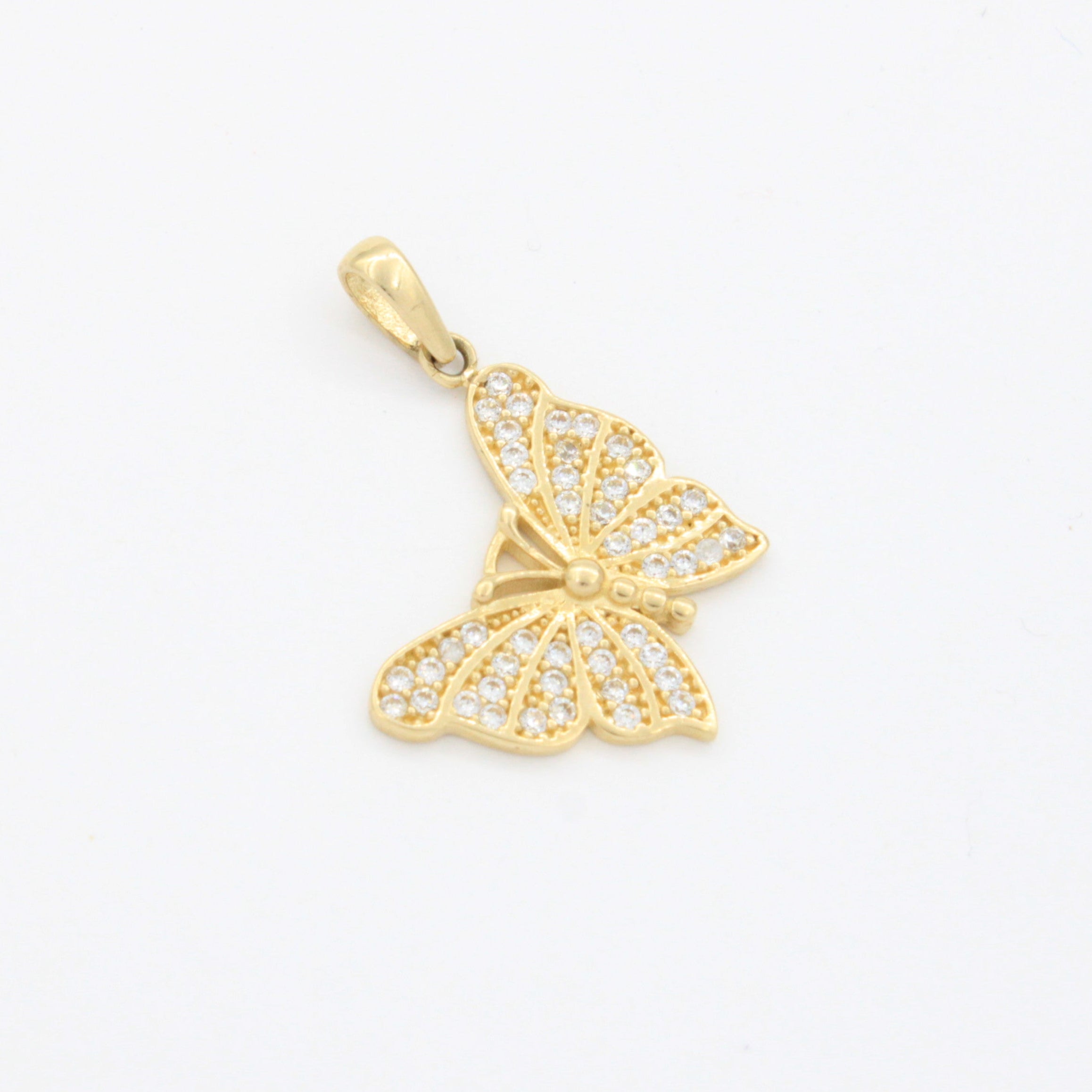 Dije de Oro 14k Mariposa Elegante Detallada con Incrustación Especial de Zirconias Finas mod. 10805