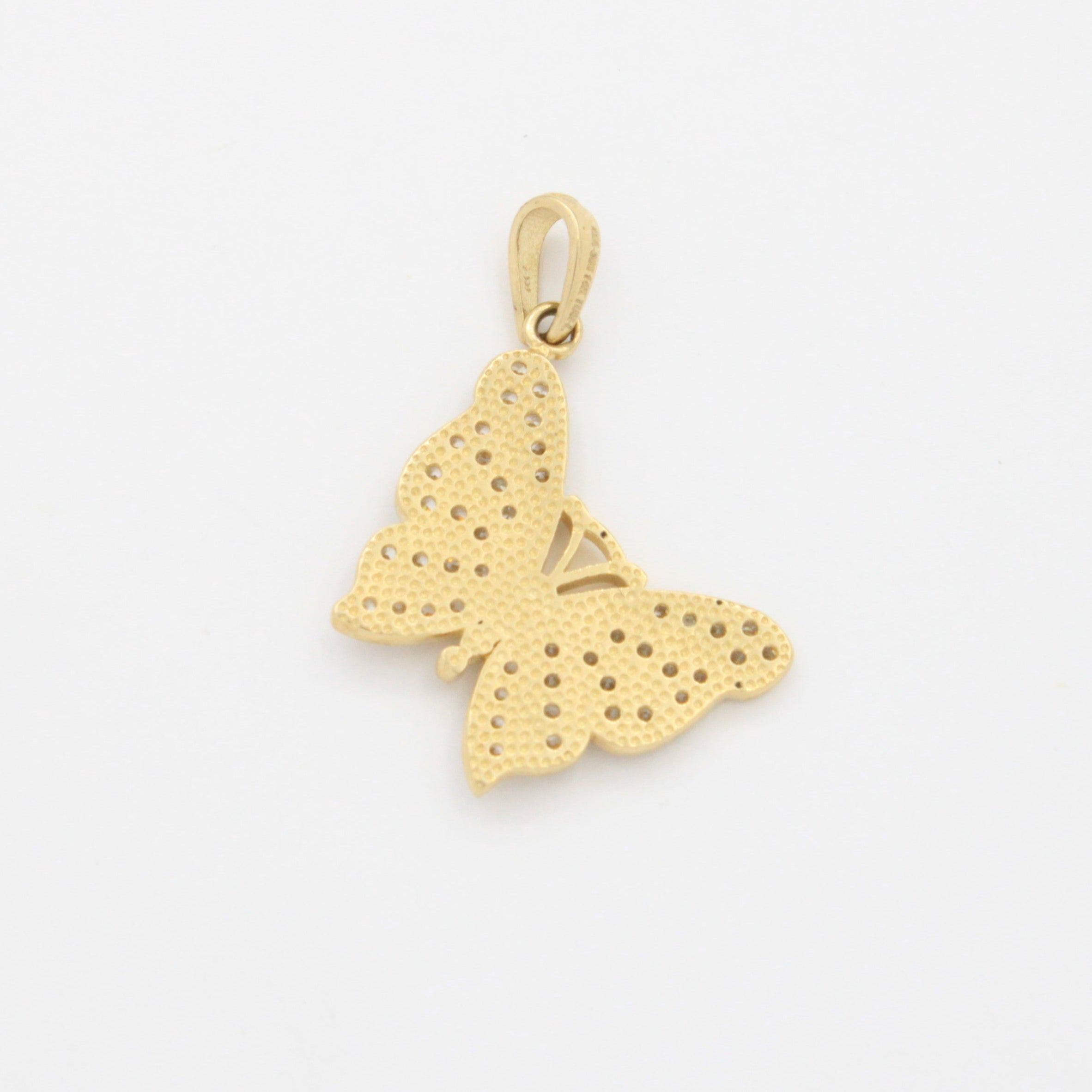 Dije de Oro 14k Mariposa Elegante Detallada con Incrustación Especial de Zirconias Finas mod. 10805