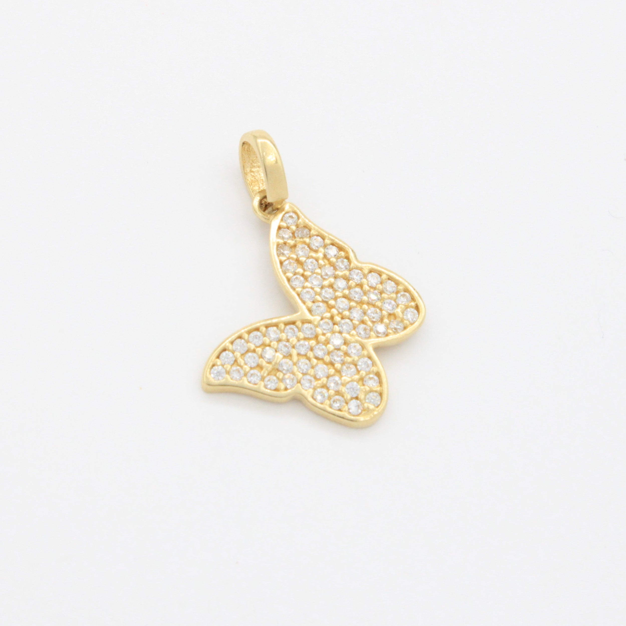 Dije de Oro 14k Mariposa Incrustada con Zirconias Brillantes mod. 10802