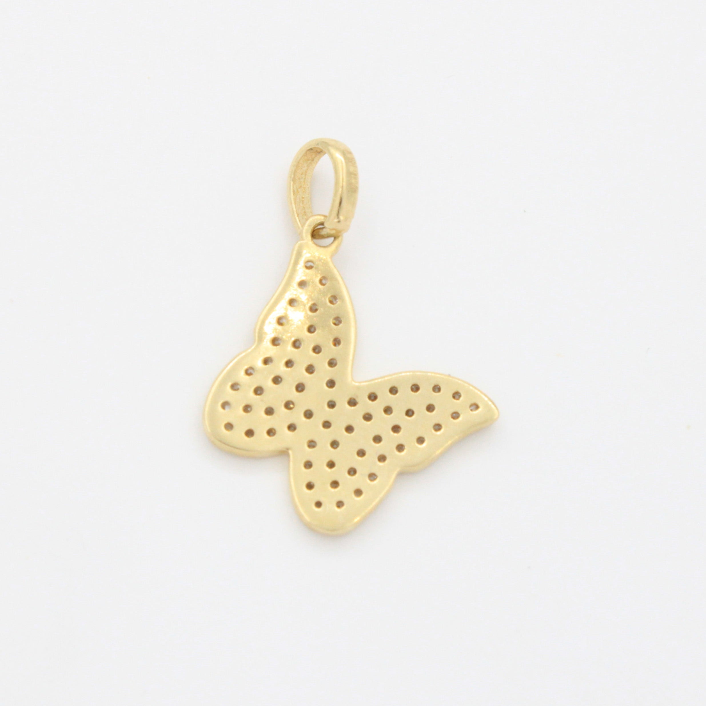 Dije de Oro 14k Mariposa Incrustada con Zirconias Brillantes mod. 10802