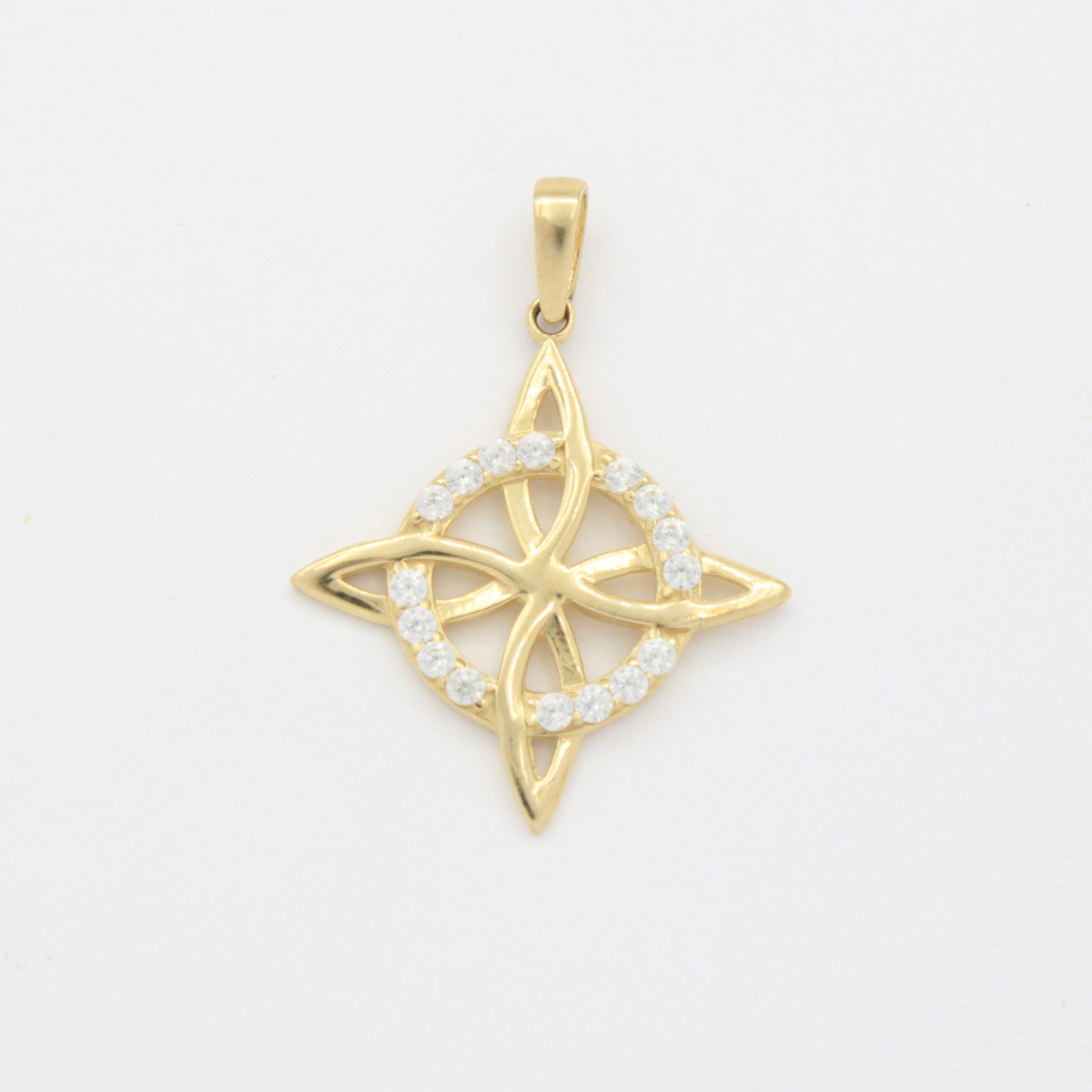 Dije de Oro 14k Nudo de Bruja con Círculo de Zirconias mod. 10801