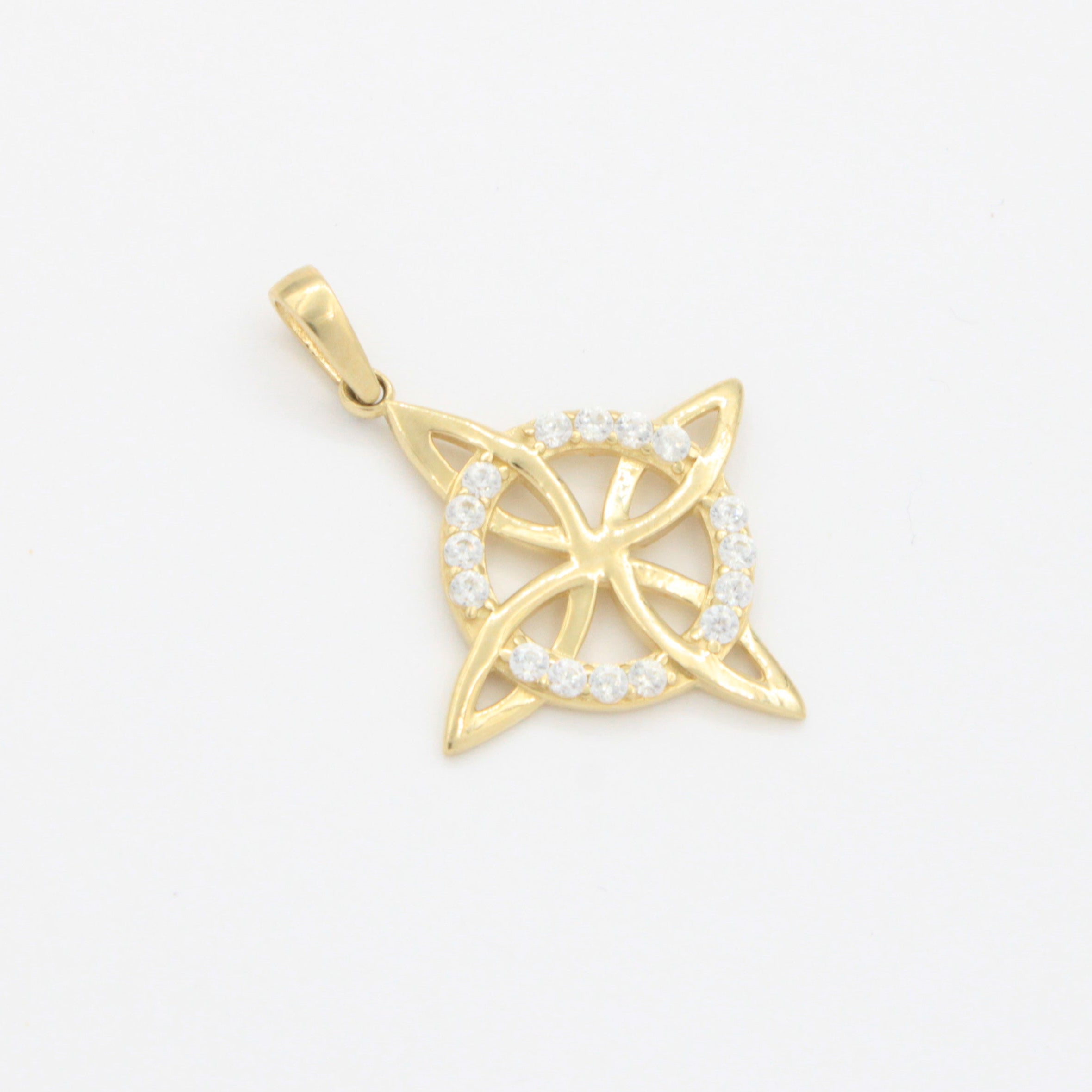 Dije de Oro 14k Nudo de Bruja con Círculo de Zirconias mod. 10801