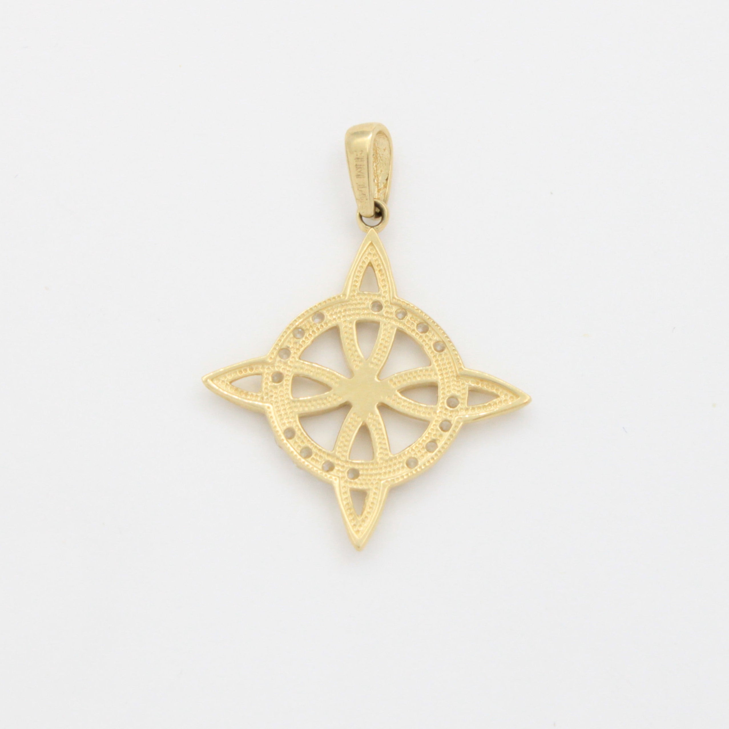 Dije de Oro 14k Nudo de Bruja con Círculo de Zirconias mod. 10801