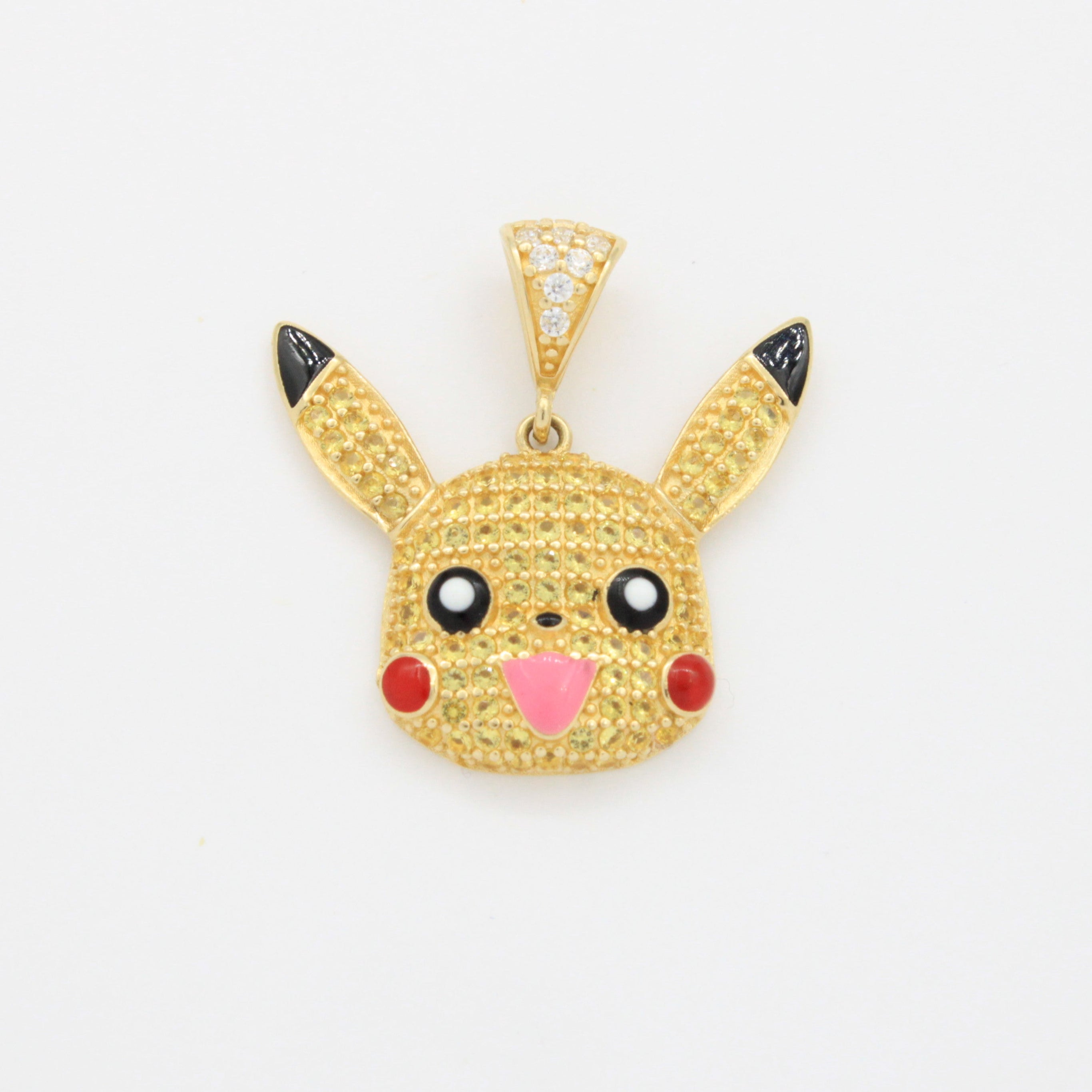 Dije de Oro 14k Pikachu Fino Incrustado con Zirconias de Corte Brillante mod. 10799