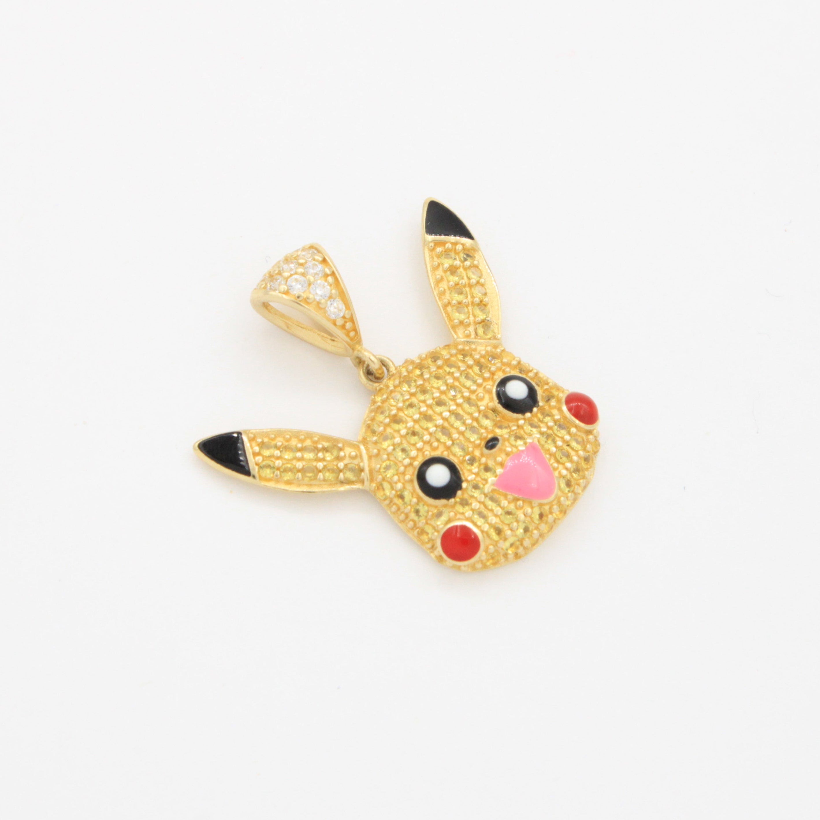 Dije de Oro 14k Pikachu Fino Incrustado con Zirconias de Corte Brillante mod. 10799