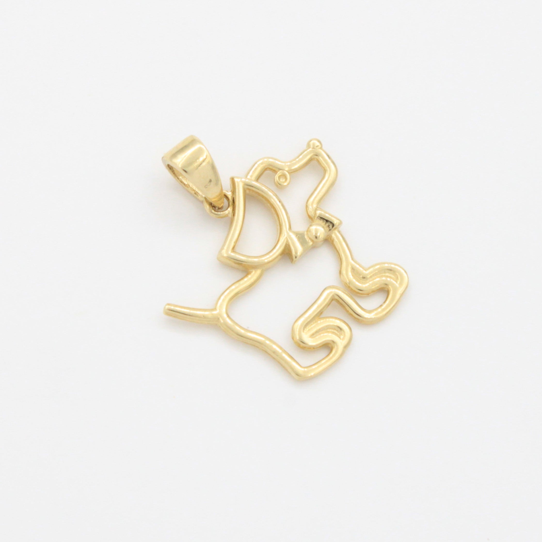Dije de Oro 14k Perrito en Diseño Brillante Estilo Silueta mod. 10797