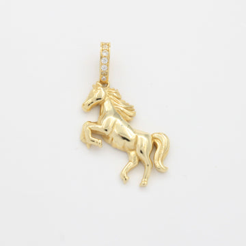 Dije de Oro 14k Caballo Fino con Broche Incrustado de Zirconias mod. 10794