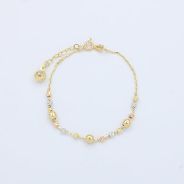 Pulsera de Oro 14k con Tejido Esférico Especial Diseño Hueco y Diamantado mod. 10203