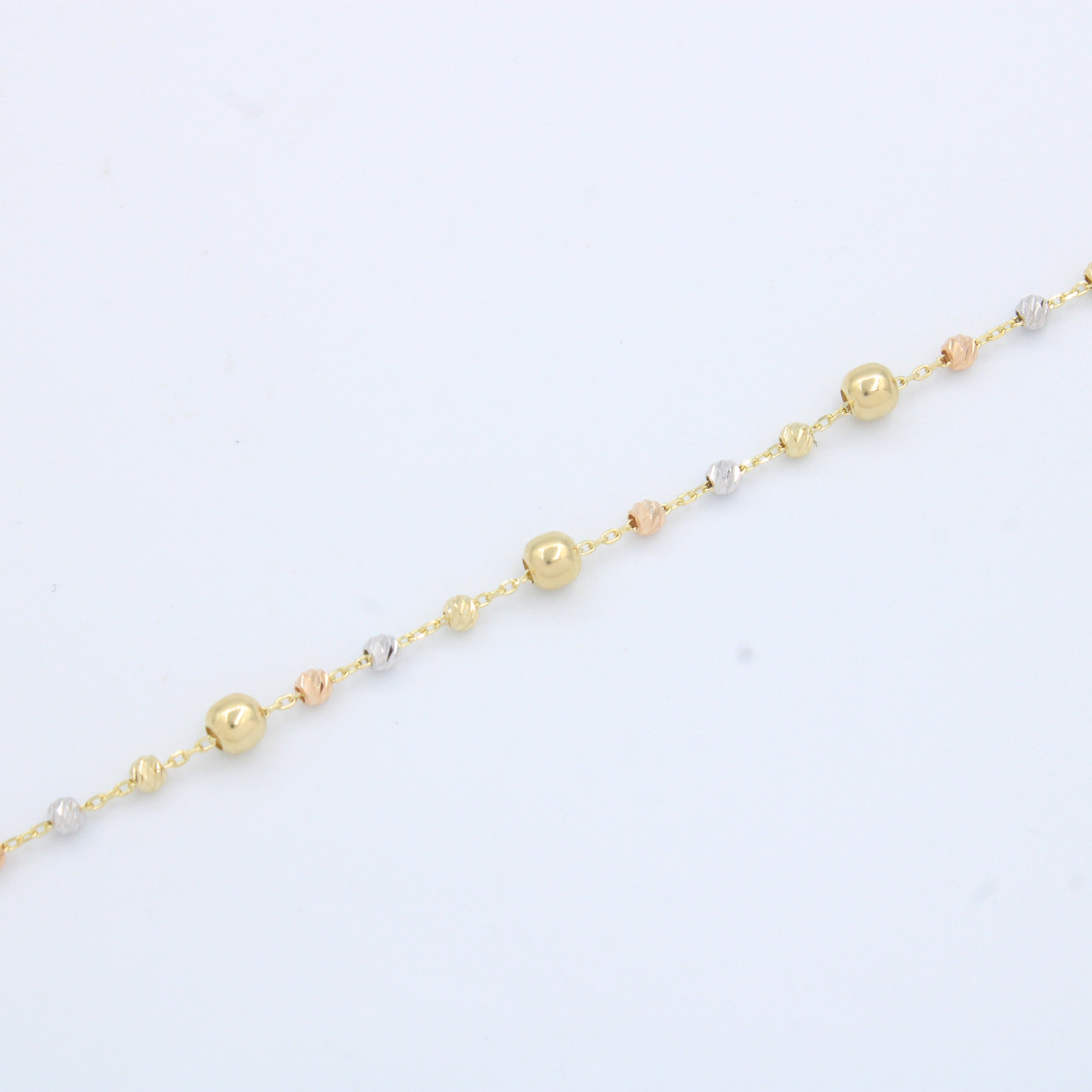 Pulsera de Oro 14k con Tejido Esférico Especial Diseño Hueco y Diamantado mod. 10203