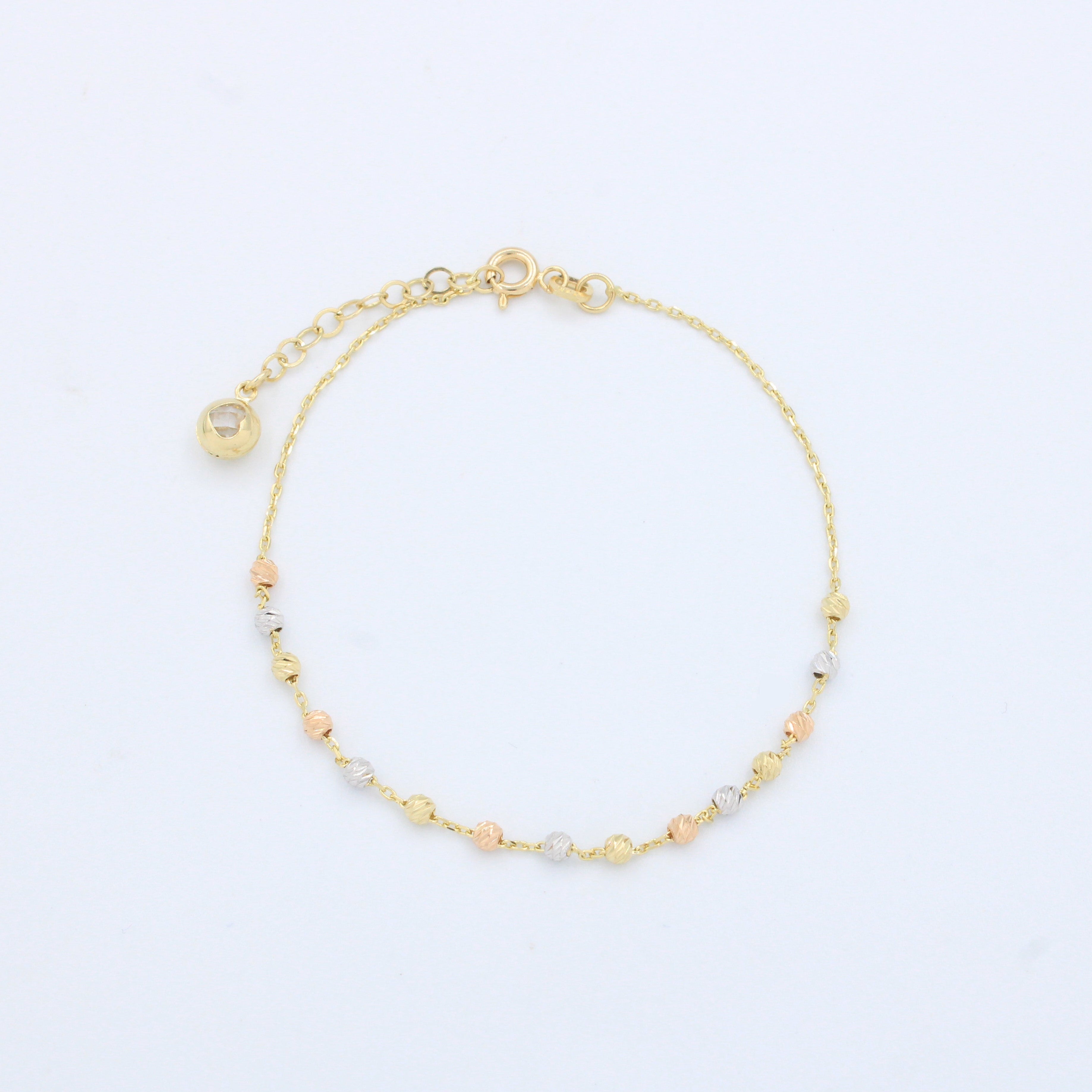 Pulsera de Oro 14k con Tejido de Esferas Diamantadas mod. 10204