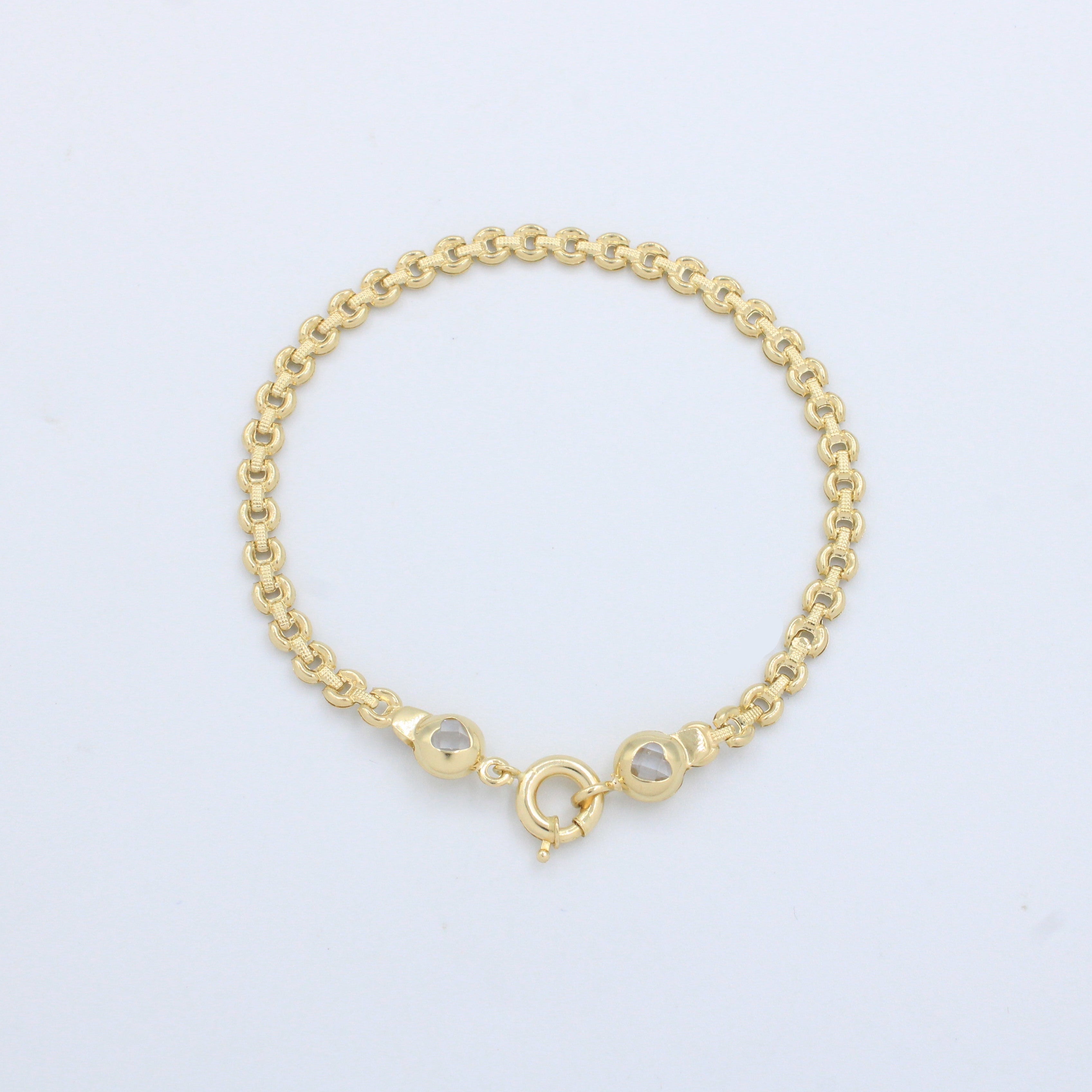 Pulsera de Oro 14k Tejido Especial Huecocon Zirconias en Esfera mod. 10186