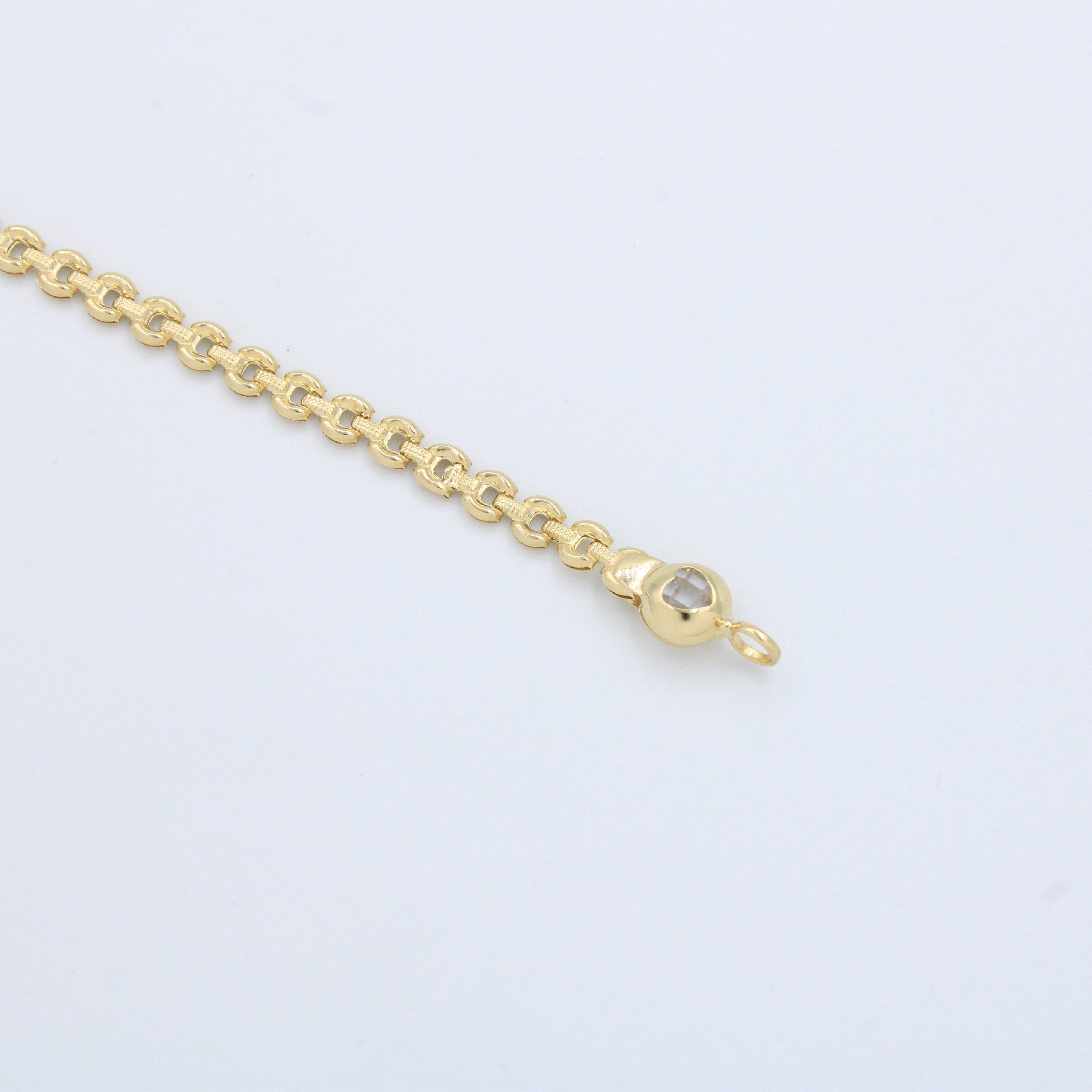 Pulsera de Oro 14k Tejido Especial Huecocon Zirconias en Esfera mod. 10186