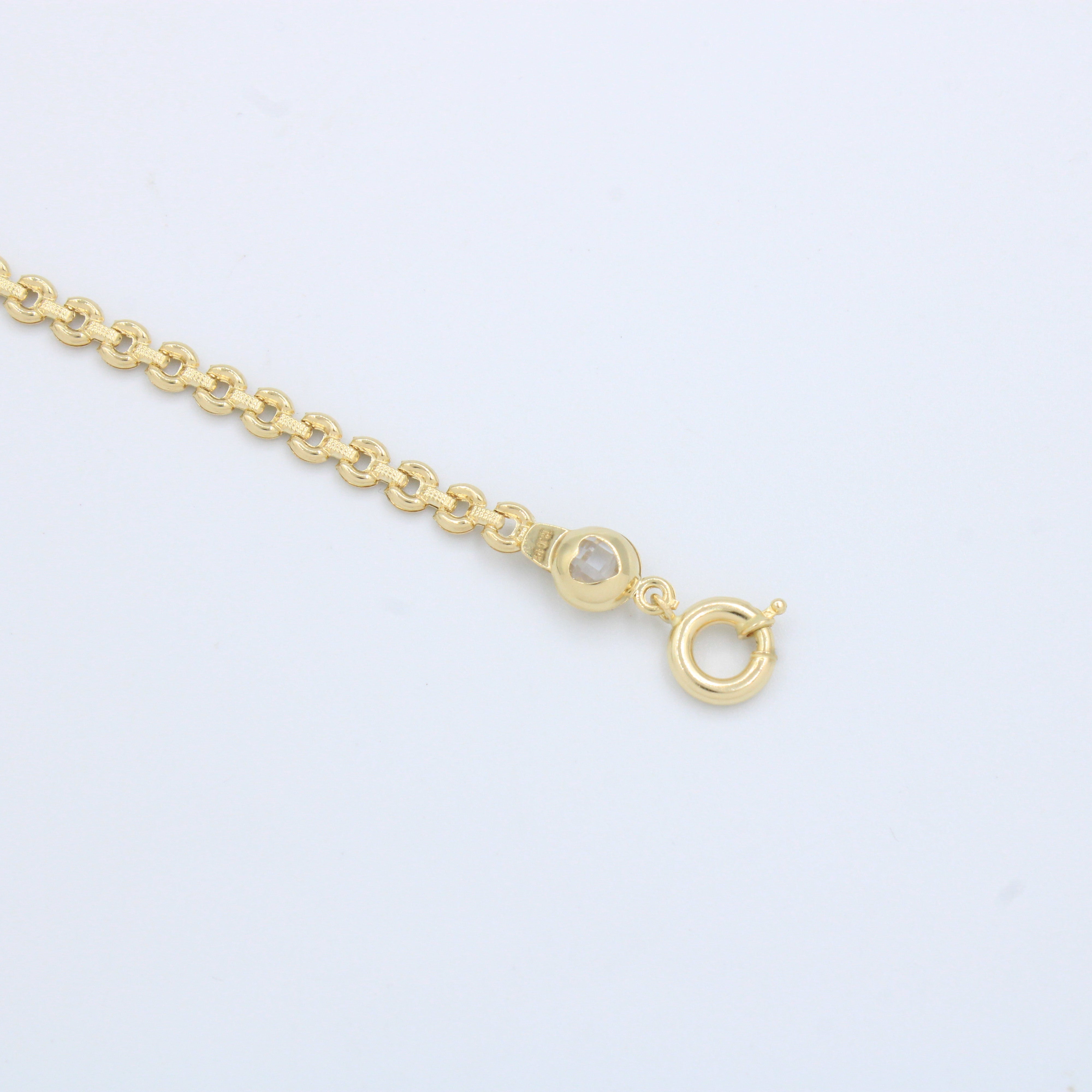 Pulsera de Oro 14k Tejido Especial Huecocon Zirconias en Esfera mod. 10186