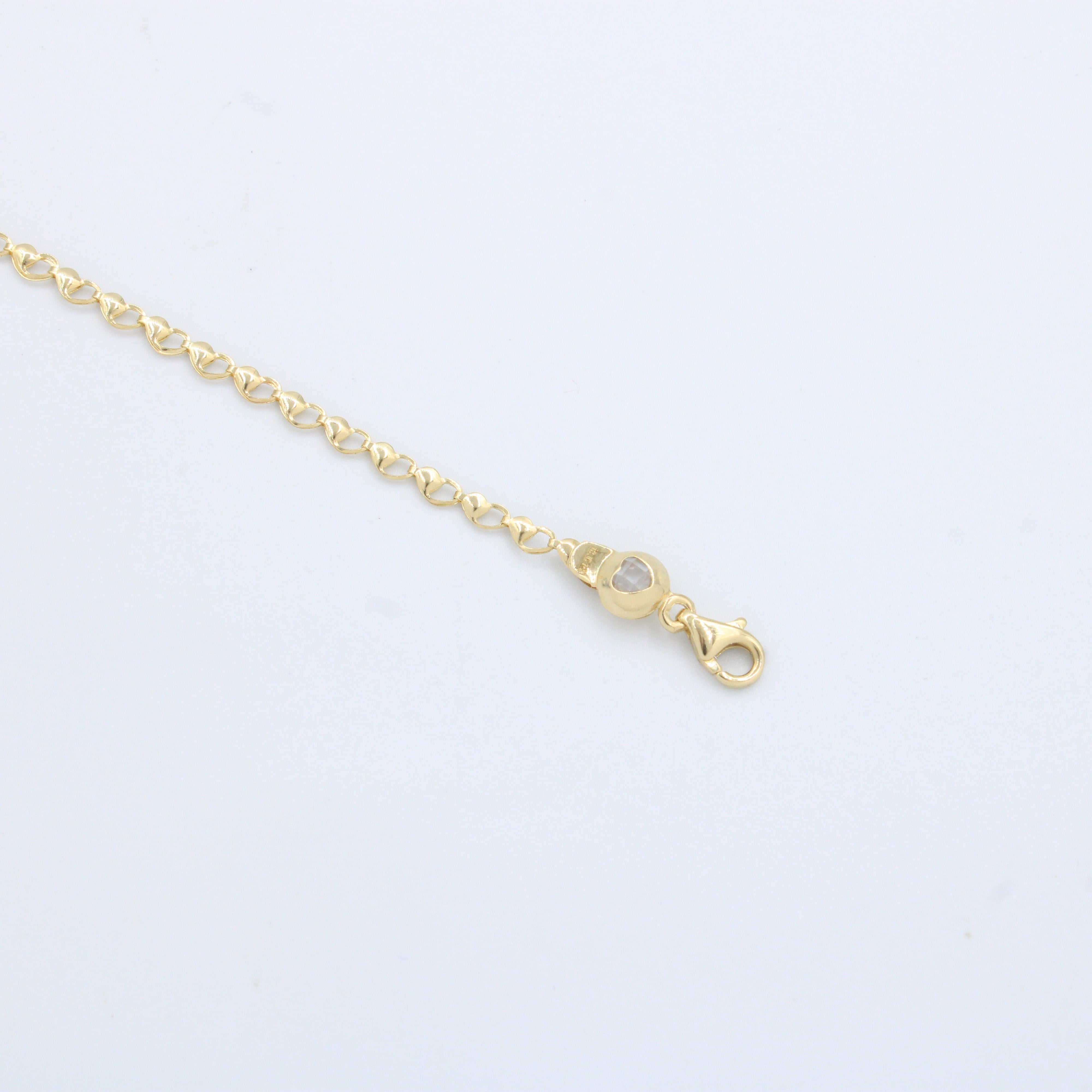 Pulsera de Oro 14k Tejido de Corazones Calados y Brillantes de Estilo Hueco mod. 10187