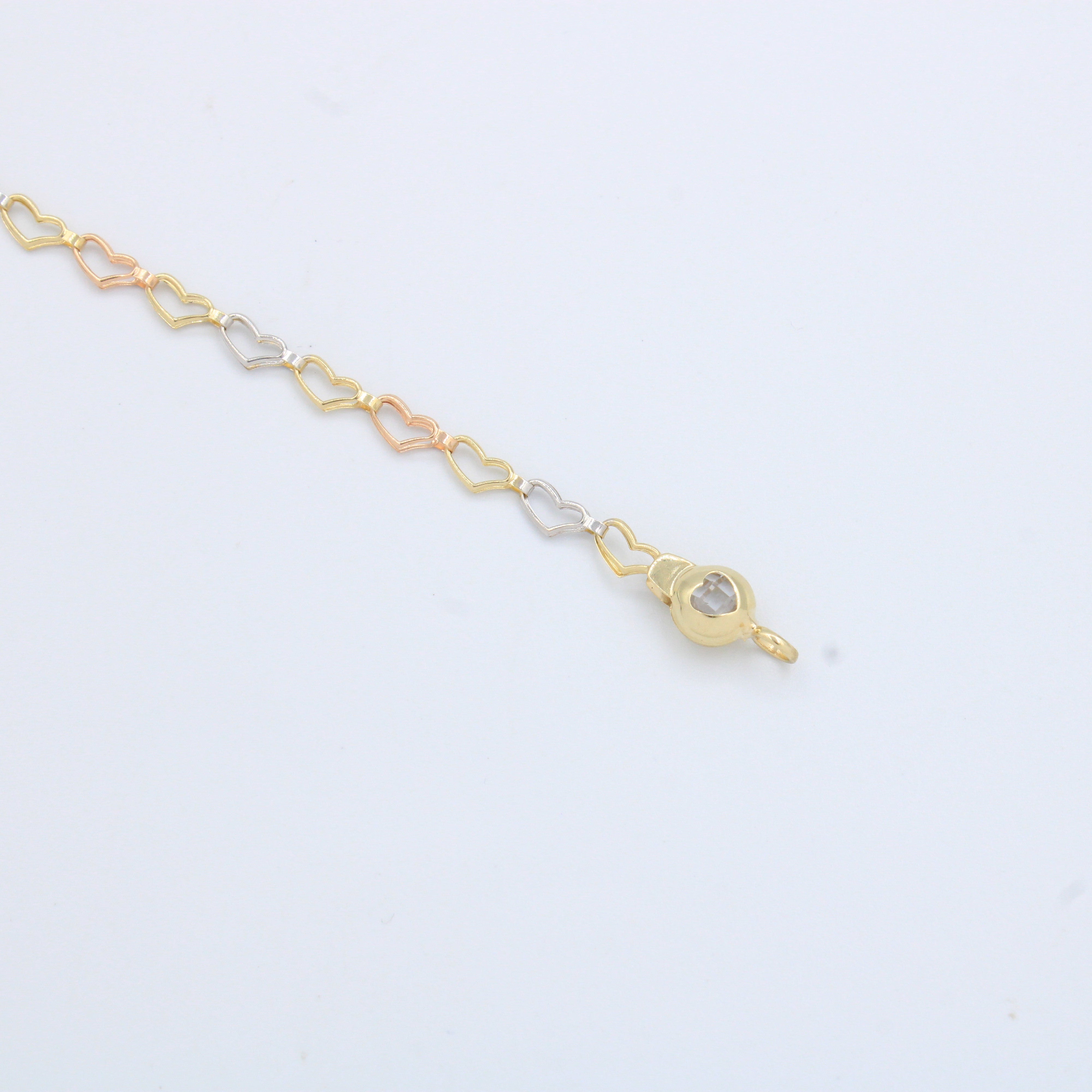 Pulsera de Oro 14k Tejido de Corazones Especial y Brillante mod. 10188