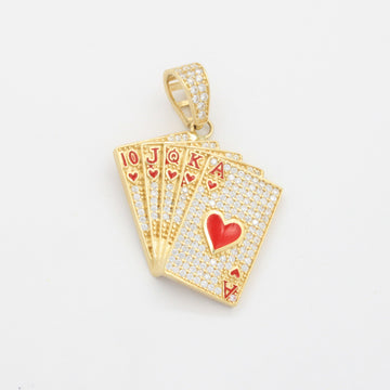 Dije de Oro 14k Juego de Cartas Mano de Corazones Incrustadas con Zirconias mod. 10784