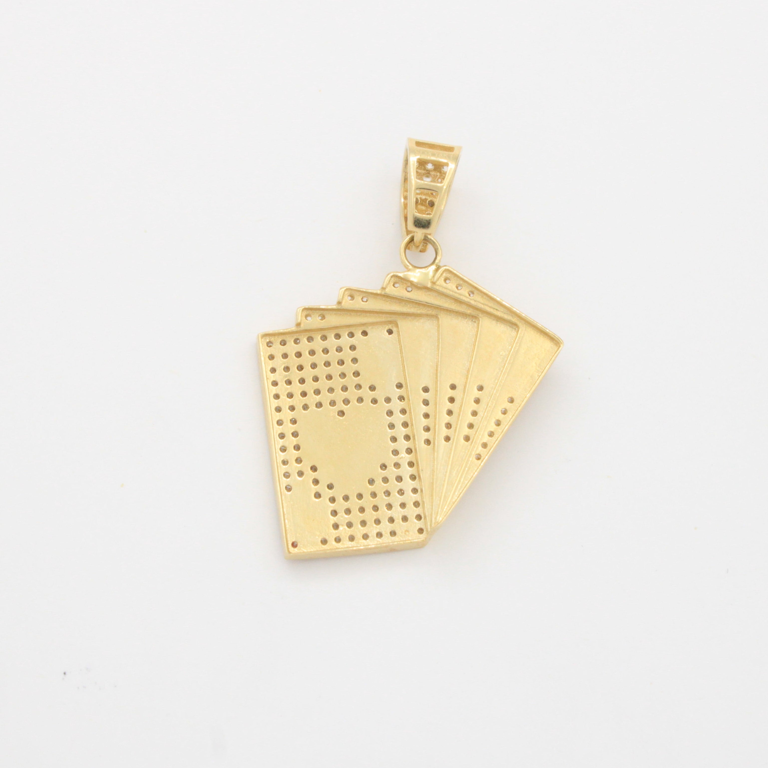 Dije de Oro 14k Juego de Cartas Mano de Corazones Incrustadas con Zirconias mod. 10784