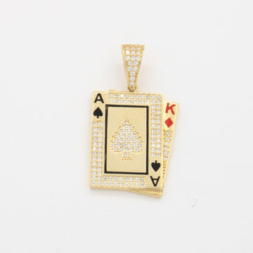 Dije de Oro 14k Duo de Cartas Diamante y Pica Detalladas con Zirconias Finas mod. 10783