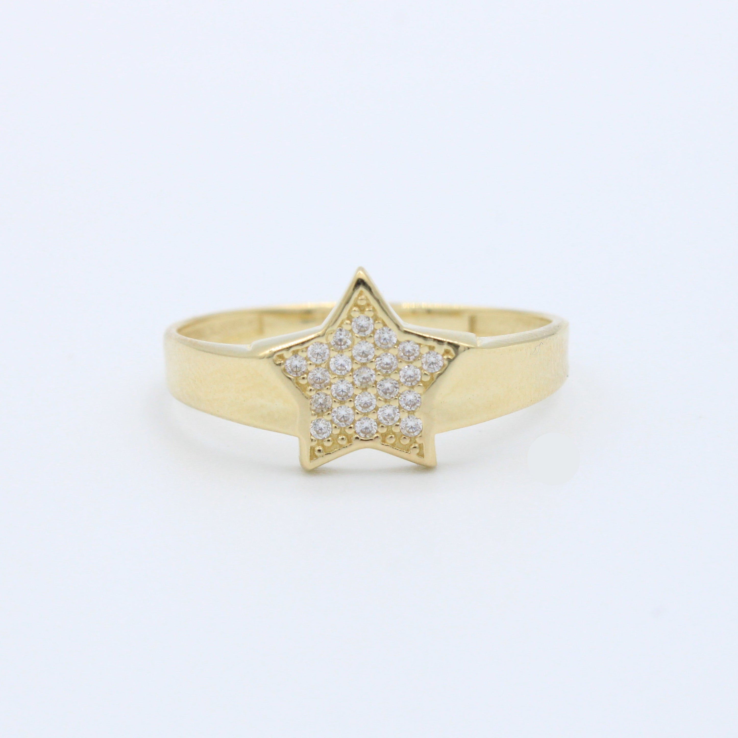 Anillo de Oro 14k Diseño con Estrella Incrustada de Zirconias mod. 10193