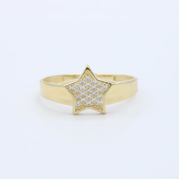 Anillo de Oro 14k Diseño con Estrella Incrustada de Zirconias mod. 10193