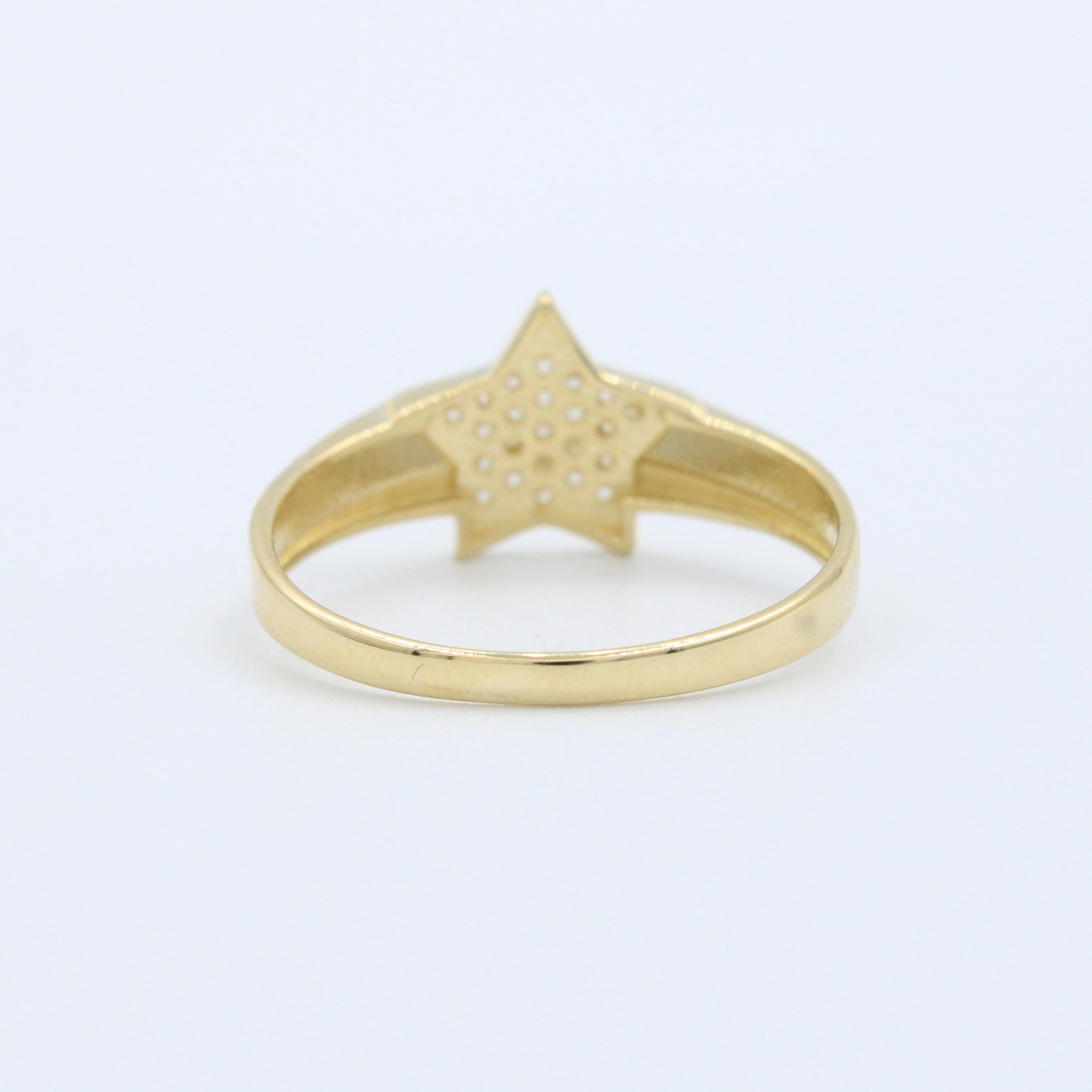 Anillo de Oro 14k Diseño con Estrella Incrustada de Zirconias mod. 10193