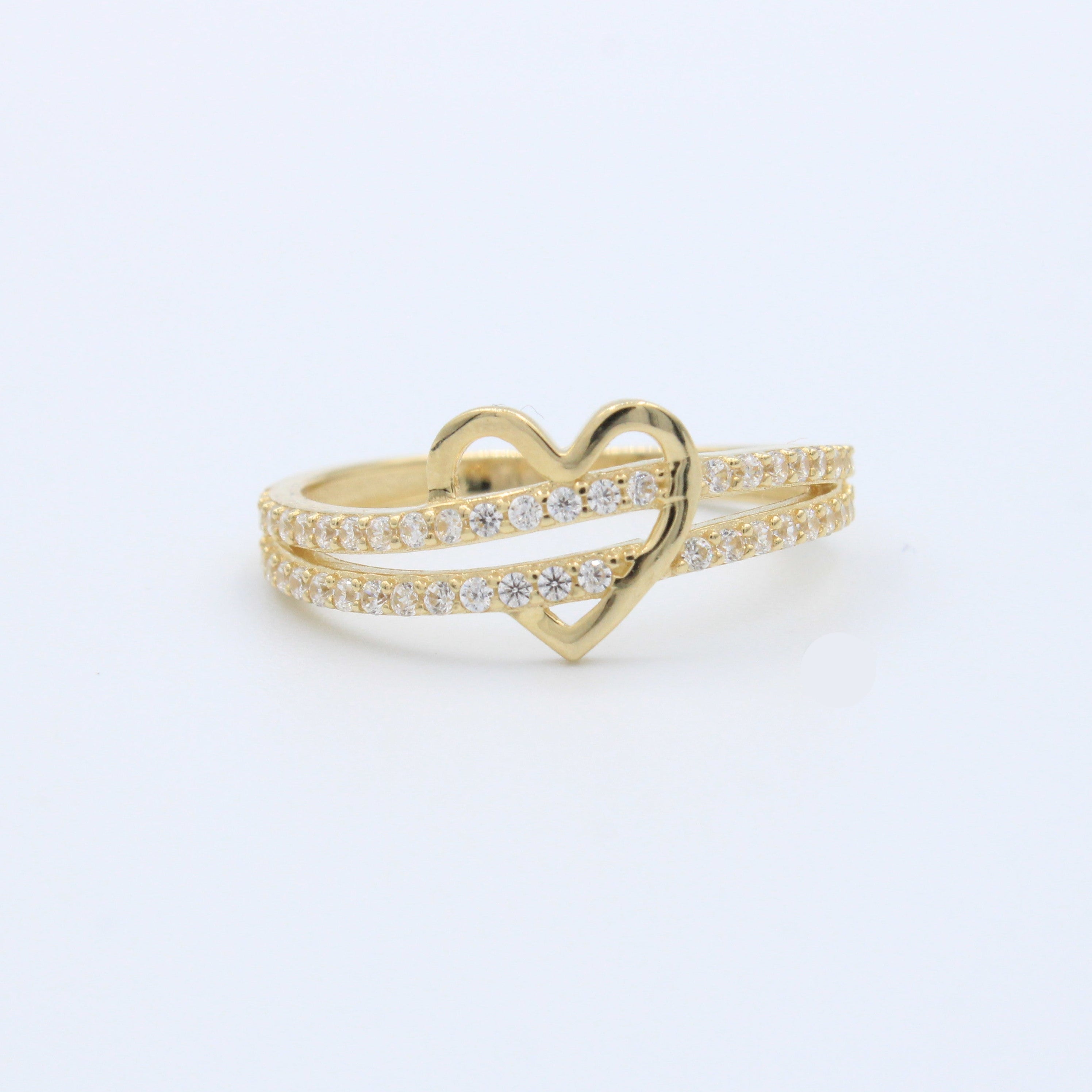 Anillo de Oro 14k Diseño Brisa de Corazón con Zirconias mod. 10194