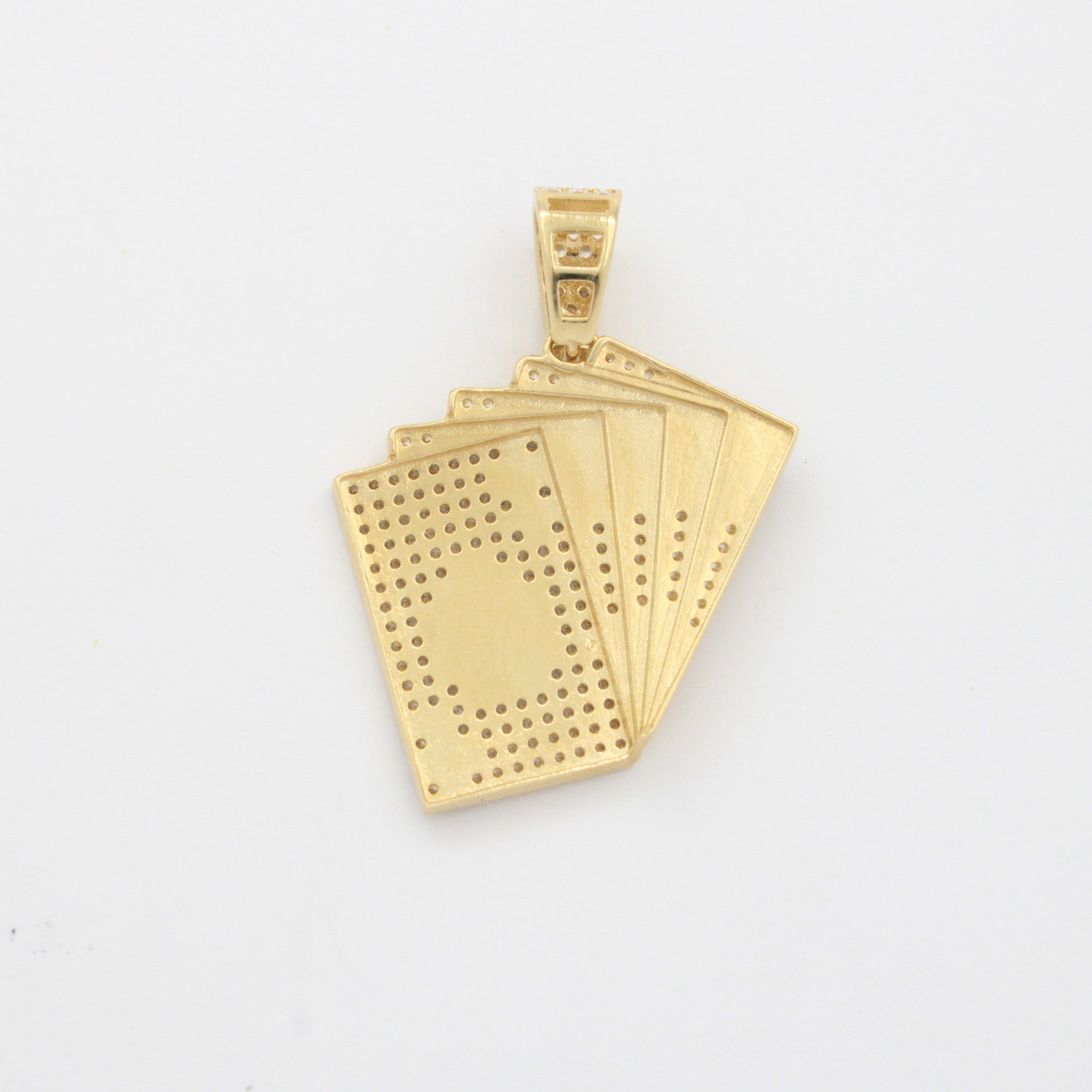 Dije de Oro 14k Mano de Cartas Juego de Picas Negras Detallada con Zirconias mod. 10780