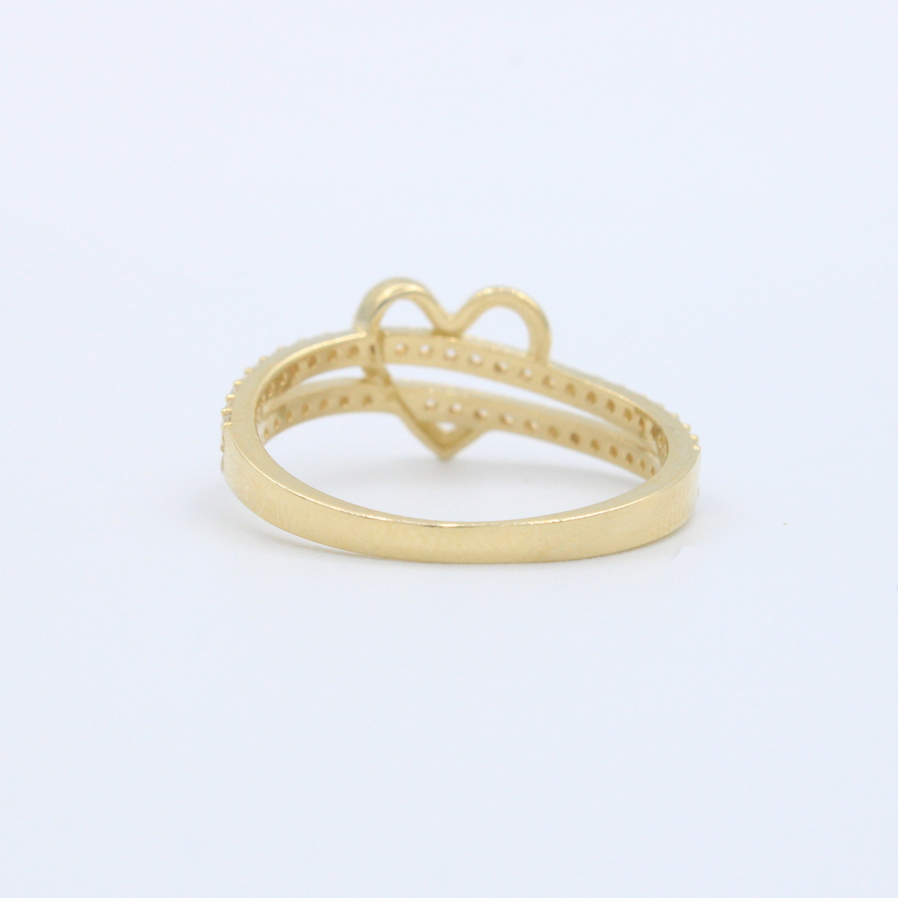Anillo de Oro 14k Diseño Brisa de Corazón con Zirconias mod. 10194