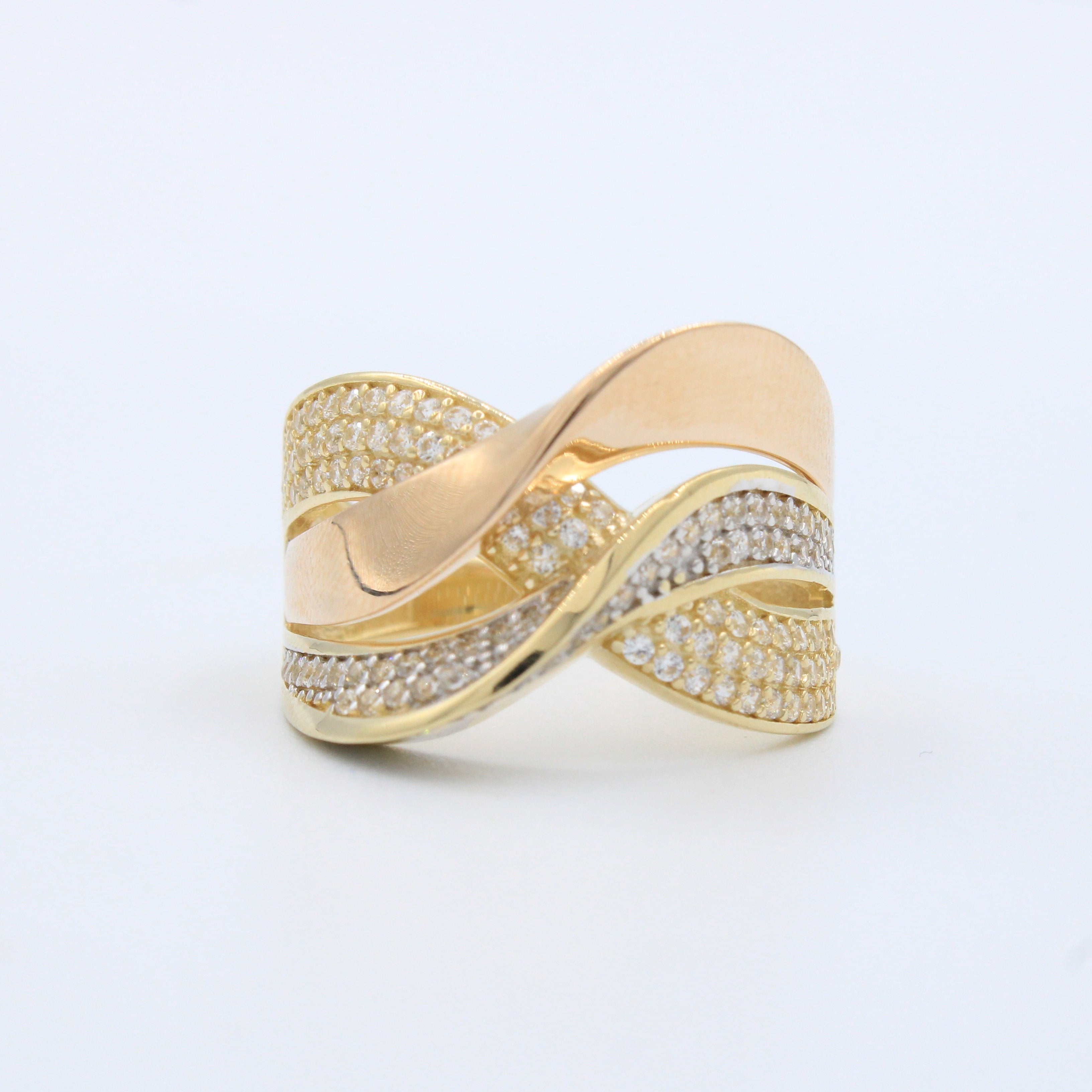 Anillo de Oro 14k Diseño Fino con Incrustación de Zirconias mod. 10196