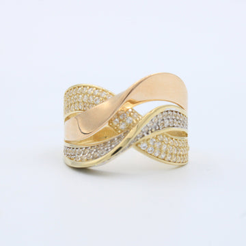 Anillo de Oro 14k Diseño Fino con Incrustación de Zirconias mod. 10196