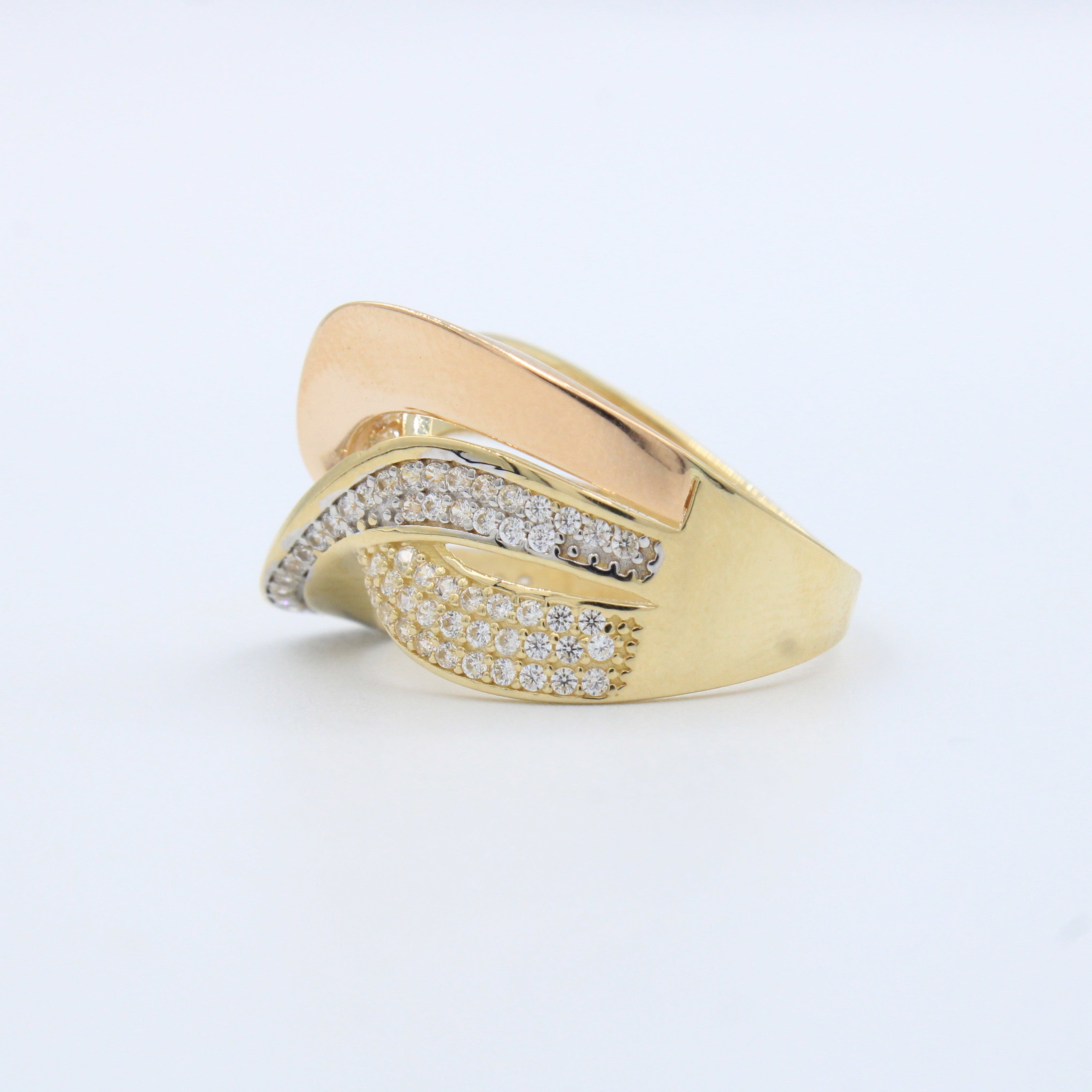 Anillo de Oro 14k Diseño Fino con Incrustación de Zirconias mod. 10196