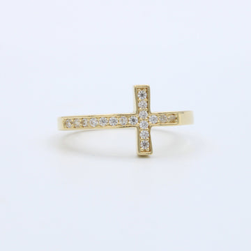 Anillo de Oro 14k Diseño de Cruz con Zirconias mod. 10197